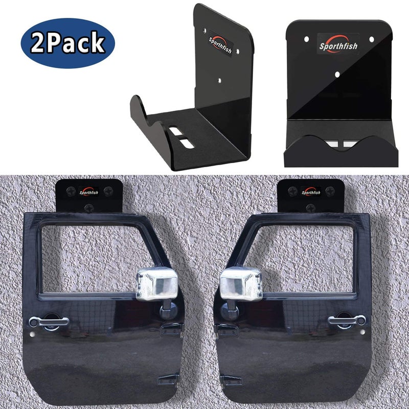 Sporthfish Door Storage Rack Bracket Wall-Mounted Door Hanger Removable Compatible for Jeep Wrangler JK JKU TJ YJ LJ JL - Set of 2 - Image 4